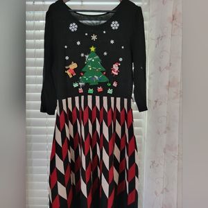 PRETTY ugly Christmas sweater dress XL 16 Danny & Nicole NEW hand DECORATED
